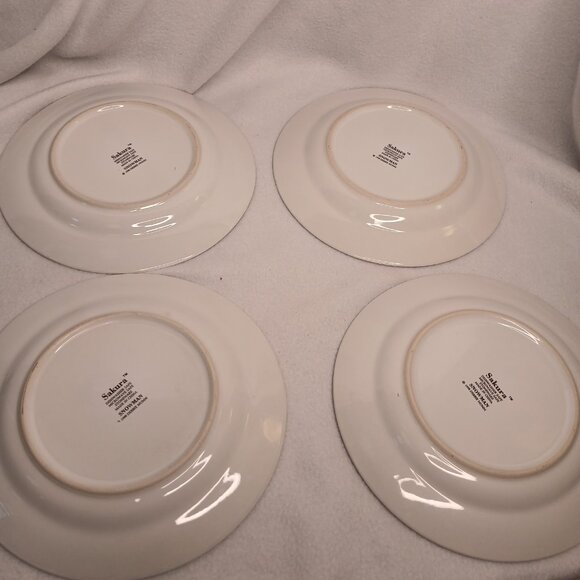 4 Salad Plates Sakura Debbie Mumm 4 Designs Snowman Vintage Stoneware 1997 Folk - Picture 11 of 13